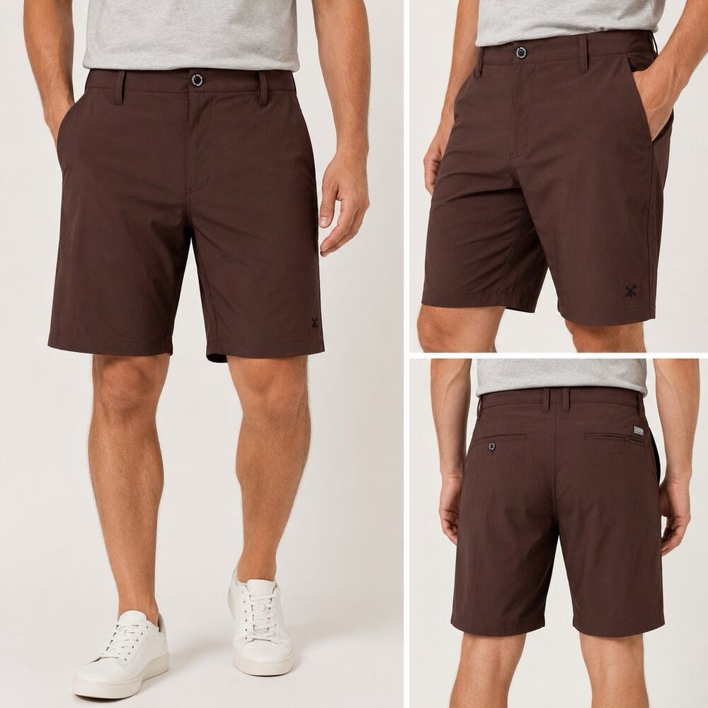Dixxon Form Function Shorts Mens 36 Brown Stretch Performance Golf Casual